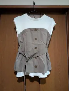 INGNI ベルト付きフリルノースリーブトップス