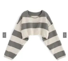 GRL ボーダー柄クロップド丈ニットトップス[at2125] Mサイズ