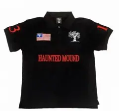 【早い者勝ち】HAUNTED MOUND ブラックポロシャツ HAUNTED MOUND ポロシャツ 黒 Haunted Mound Men's Short Sleeve Polo