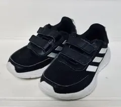 アディダス キッズ スニーカー 18cm ブラック×ホワイト ベルクロ 2本