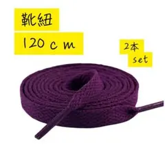 靴紐2本 スニーカー パープル シューレース 平紐 靴ひも 120cm
