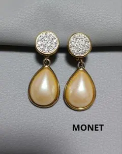 a1 MONET ドロップパール イヤリング ラインストーン ゴールドカラーのサムネイル