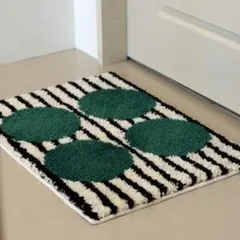 ラグマット 45×65 バイカラー ボーダー ミッドセンチュリー 玄関 室内