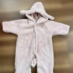 フリース フード付きロンパース ピンク