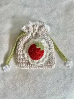 いちご かぎ針編み 巾着袋 ポーチ