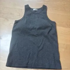 グレー ブラ付リブ編み タンクトップL