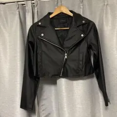 ブラックライダースジャケット クロップド丈