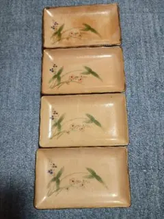 和食器 長角皿 4枚セット 花柄 陶器