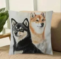 クッションカバー　柴犬R3　黒柴　45cm　犬の雑貨　HANAKOのサムネイル