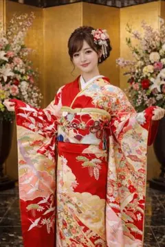 未使用に近い 豪華正絹振袖フルセット 薔薇 大輪 銀彩 成人式に！！紫