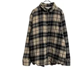 ネルシャツ　チェック　長袖　裏起毛　L