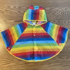 ベビーポンチョ型レインコート レインボー 80-100cm