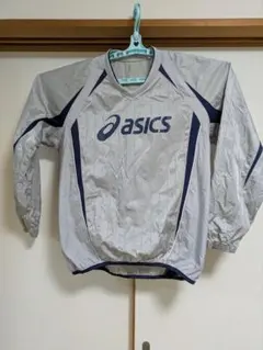 asics シルバー 長袖 ピステ・ウィンドブレーカー