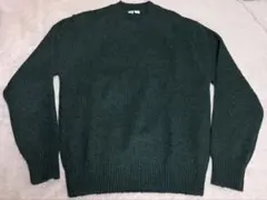 ウール混紡 ダークグリーン ニットセーター