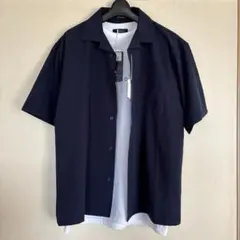 新品！Rag Out オープンカラーシャツ＆Tシャツ2点セット！濃紺＆白のサムネイル