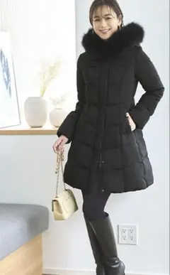 ルイルエブティック　ダウンコート ブラック　フォックスファー S