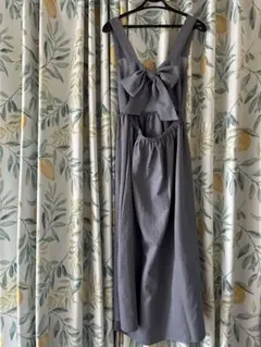 リボン付きグレーキャミワンピース