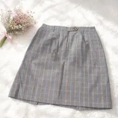 美品【マッキントッシュフィロソフィー】チェック柄コットンひざ丈スカート 38のサムネイル