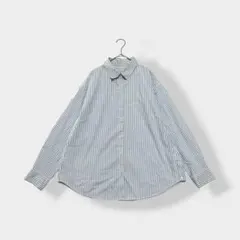 GU ジーユー 2WAYストライプオーバーサイズシャツ(長袖) ブルー M