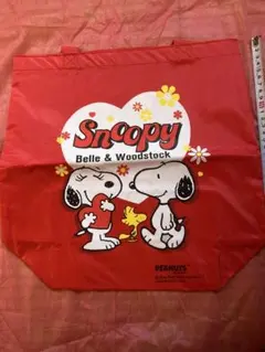 ディズニー　スヌーピー　ナイロン　手提げ袋　トートバッグ　赤