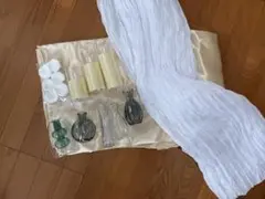 結婚式ウェルカムスペースグッズ(造花＋布＋花瓶＋ロウソクランプ＋造花の花びら)