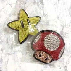 スーパーマリオ ラインストーンマスコット キラキラキーホルダー 2個セット