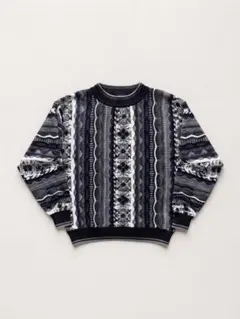 【美品】arnaldo bassini 3Dニット 立体編み 総柄セーター L