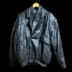 ブラック レザー ダブルライダースジャケット