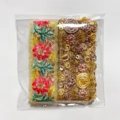 インド刺繍リボン　2つセット　まとめ売り　3cm幅　4.5cm幅