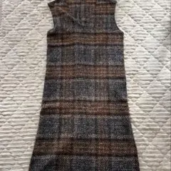 ツィードノースリーブワンピース チェック柄