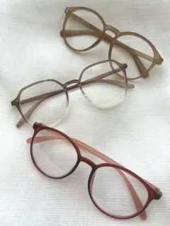 伊達メガネ 3個セット クリア ベージュ レッド niko and...