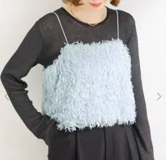 【新品タグ付き】　フェザーキャミソール+ニットリブ　ブルー