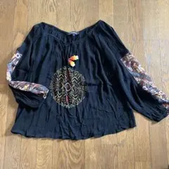 Desigual 長袖 刺繍 ブラウス ブラック Lのサムネイル