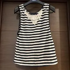 マタニティ　ストライプ ノースリーブ トップス　産後用M-L