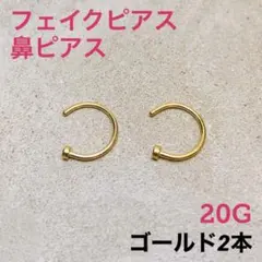 2本　ゴールド　フェイクピアス　鼻ピアス　フープピアス　20G　ボディピアス