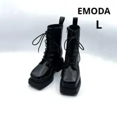 エモダ　EMODA タンクレースアップブーツ　L ブラック　サイドジップ
