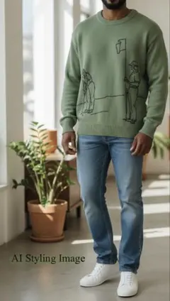 80s-90s Heritage Sports ウールニットセーター ゴルフL