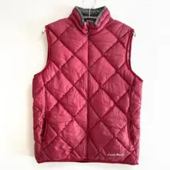 モンベル mont-bell ダウンベスト M 赤 ワイン ボルドー ロゴ 上着