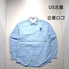 US古着　企業ロゴ　刺繍　ワークシャツ　ボタンダウンシャツ　アメリカ古着