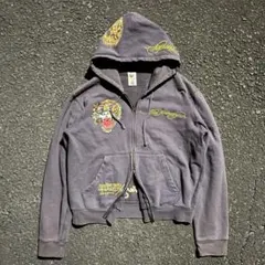 00s Ed Hardy archive zip hoodie ラメライオン 灰