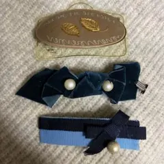 ランバン　バレッタ　リボン パール装飾