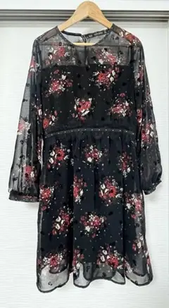 《美品》ZARA Basic レディース 長袖シアーワンピース 黒 XS