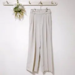 美品 VIS 【S】 ワイドスラックス パンツ タック ハイウエスト ベージュ