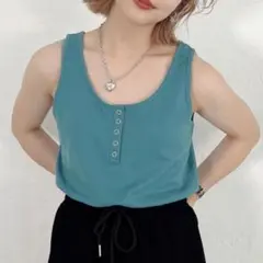 jumelle ジュメロ　リブタンクトップ　前後2way グリーンのサムネイル