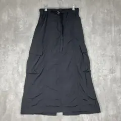 ZARA スカート　ナイロン　カーゴ　ロング　黒　ゆったり　スリット　春夏秋