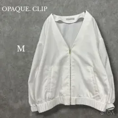 オペークドットクリップ【M】バルーンスリーブジャケット ジップアップ ホワイト