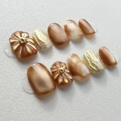 【No.28】ぷっくりフラワー ブラウン ニュアンス