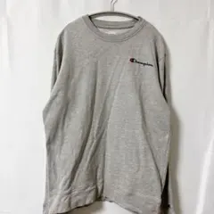 Champion 【M】スウェット グレー刺繍ロゴ ワンポイントシンプル 古着