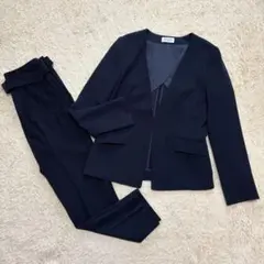 美品✨Theory ノーカラー ジャケット パンツ セットアップ 紺 S - メルカリ