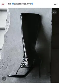 H&M × WARDROBE.NYC カットアウトソックスブーツ ブラック 37のサムネイル